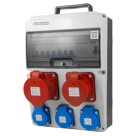 Rozdzielnica budowlana z uchwytem CAS-S/FI 1*16A/5P 1*32A/5P CEE 3x230V erbetka z uchwytem zabezpieczona; DV-8126-F