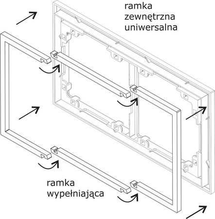 DECO Ramka wypełniająca poczwóra czarny 12DRW-4