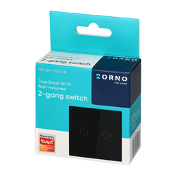 ORNO Włącznik podwójny WiFi TUYA Smart Home czarny OR-SH-17201/B
 
