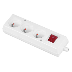 Gniazdo wtyczkowe potrójne z wyłącznikiem 3x2P+Z 16A 250V  GN-370WS 